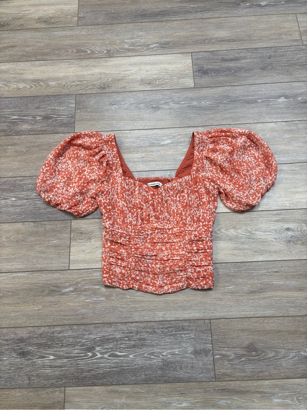 Abercrombie & Fitch Sweetheart Top Sz L Puff Sleeve Floral Cottagecore Peasant
